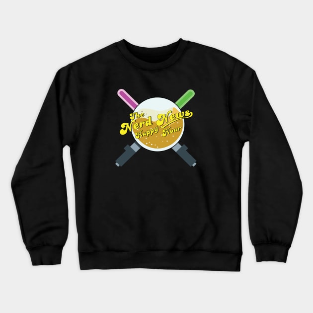 Nerd News Happy Hour Logo by AMPlified Designs Crewneck Sweatshirt by Nerdnewshappyhour